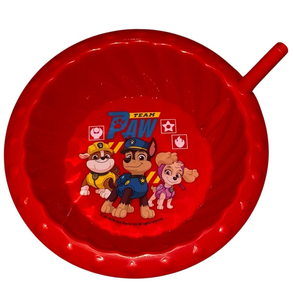 Zak! Paw Patrol Kids Cereal Bowl Plastic Built-in Straw Chase Sky Rubble